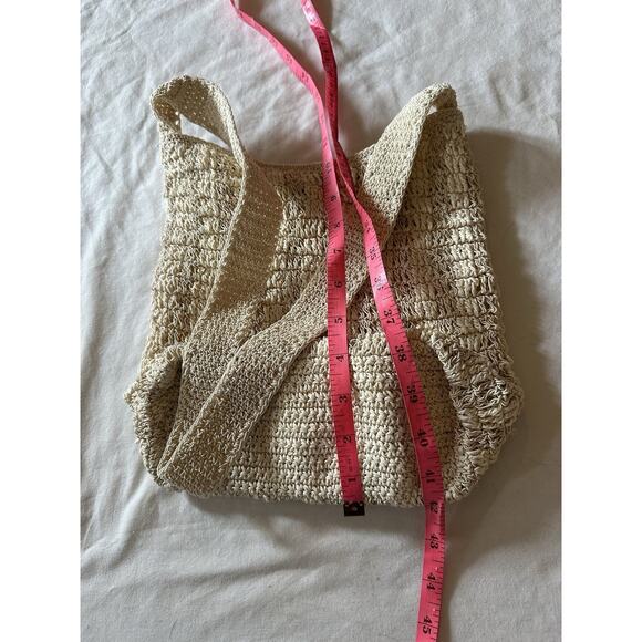 Carlo D’Santi Woven Straw Shoulder Bag | Cream Paper Straw Knit Purse | Vintage - Picture 8 of 8